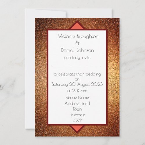 Modern Art Deco Glitter Simple Wedding Invitation