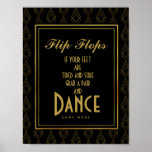 Modern art deco Gold & Black flip flops Poster<br><div class="desc">Elegant art deco Gold & Black flip flops wedding sign</div>