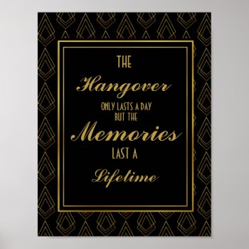 Modern Art Deco Gold & Black Hangover Party Poster by TheArtyApples at Zazzle