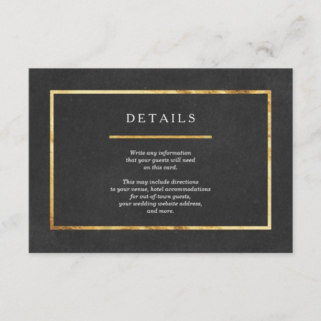 Modern Art Deco Gold & Black Wedding Insert Cards (Front)