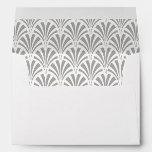 Modern Art Deco   Gray and White Wedding Envelope
