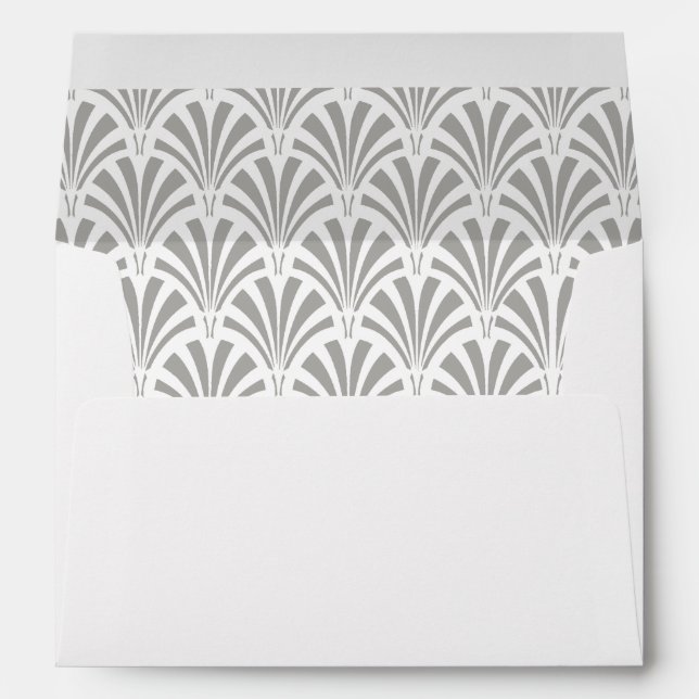 Modern Art Deco | Gray and White Wedding Envelope (Back (Bottom))