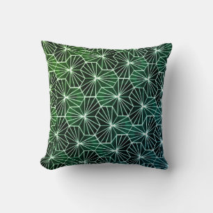 Modern Art Deco Green White Geometric Pattern Throw Pillow