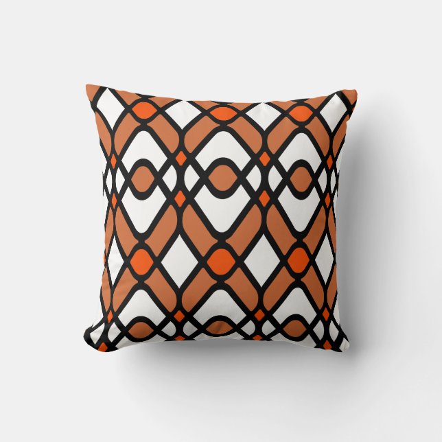 Modern Art Deco in Orange and Black Throw Pillow (Front)
