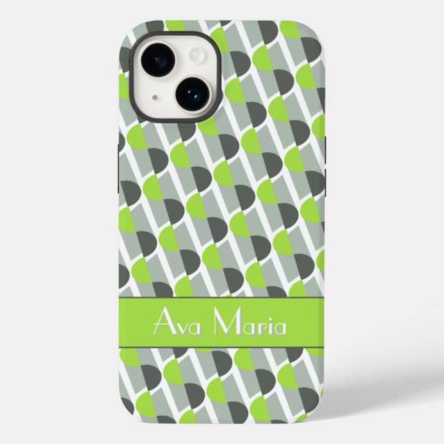 Modern art deco inspired bright green name  Case-Mate iPhone case (Back)