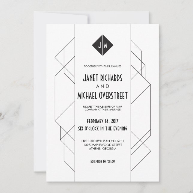 Modern Art Deco Invitation (Front)