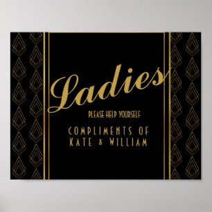 Modern art deco ladies restroom sign- toiletries poster