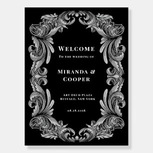 Modern Art Deco Leaf Wedding Welcome Sign