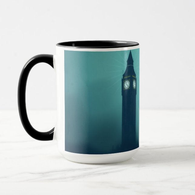 Modern Art Deco London Foggy Skyline Custom Mug (Left)
