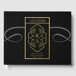 Modern Art Deco Monogram Wedding Foil Guest Book