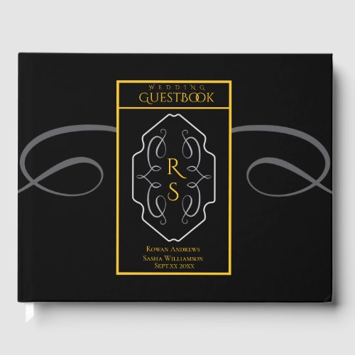 Modern Art Deco Monogram Wedding Guest Book