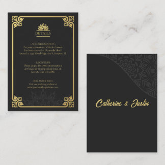 Modern Art Deco Peacock Gold and Black Details Enclosure Card