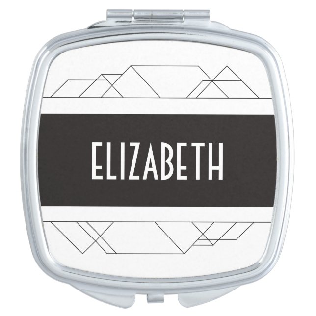 Modern art deco Personalized Compact Mirror (Front)