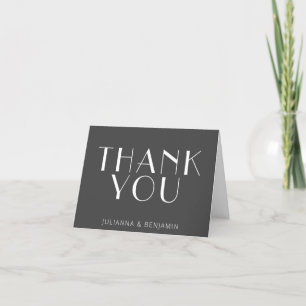 Modern Art Deco Personalized Message Guests Black Letterpress Thank You Card