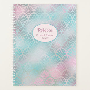 Modern Art Deco Pink Teal Personalize Name Planner