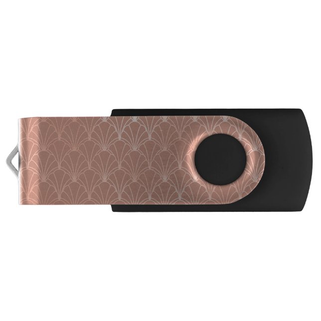 Modern Art Deco Rose Gold Foil Pattern Flash Drive (Back)