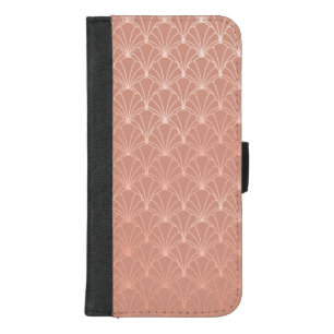 Modern Art Deco Rose Gold Foil Pattern iPhone 8/7 Plus Wallet Case