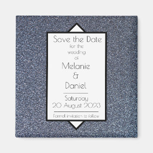 Modern Art Deco Silver Giltter Save the Day Magnet