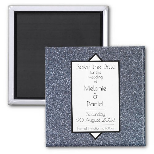 Modern Art Deco Silver Giltter Save the Day Magnet