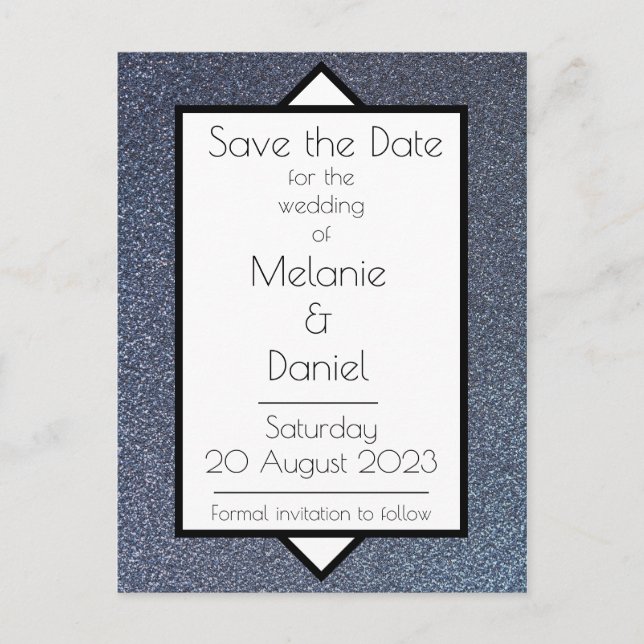 Modern Art Deco Silver Giltter Save the Day  Postcard (Front)