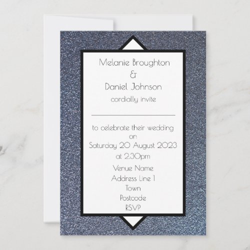 Modern Art Deco Silver Glitter Wedding Invitation