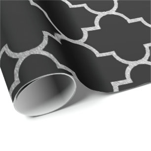 Modern Art Deco Silver Gray Black Geometric Vip Wrapping Paper