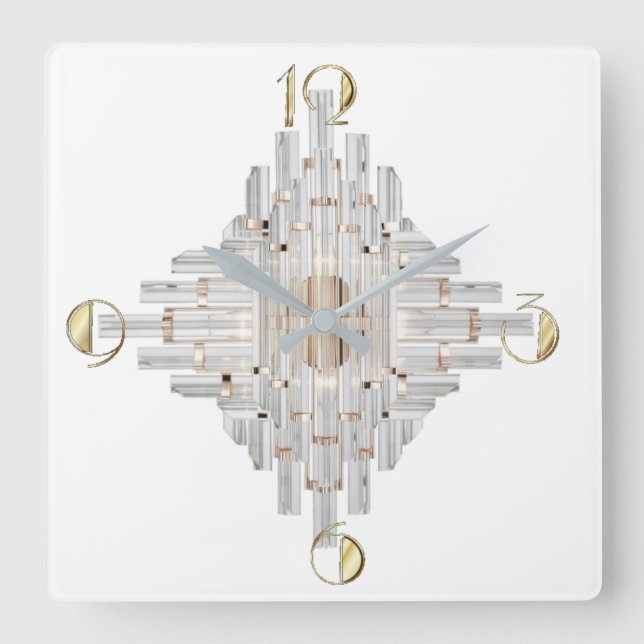 Modern Art Deco Square Wall Clock (Front)