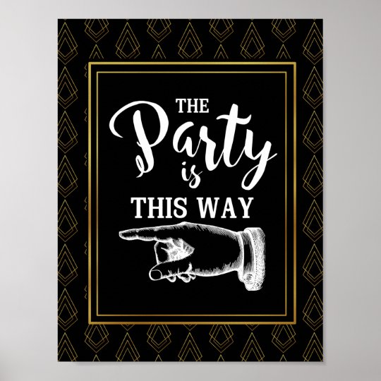 Modern art deco style THIS WAY FINGER POINTING Poster | Zazzle.com