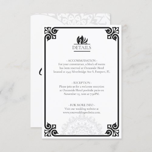 Modern Art Deco Swan Black and White Details Enclosure Card
