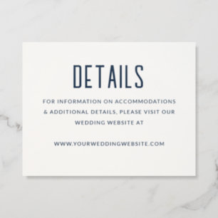 Modern Art Deco Typography Wedding Details Letterpress Enclosure Card