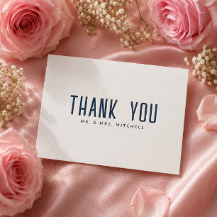 Modern Art Deco Typography Wedding Letterpress Thank You Card