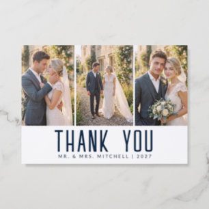 Modern Art Deco Typography Wedding Thank You Photo Letterpress Photo Cards