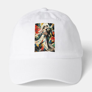Modern Art Deco Wedding Couple Illustration Hat