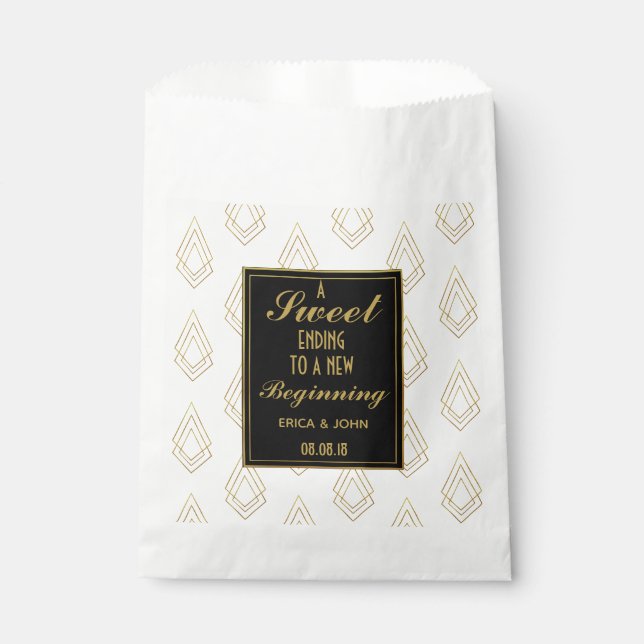 Modern Art deco Wedding Favor Bag Sweet Ending (Front)