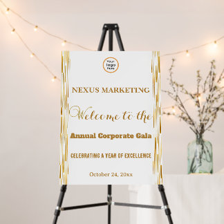 Modern Art Deco White Gold Art Corporate  Foam Board