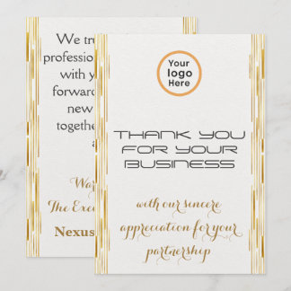 Modern Art Deco White Gold Business Thankyou Card