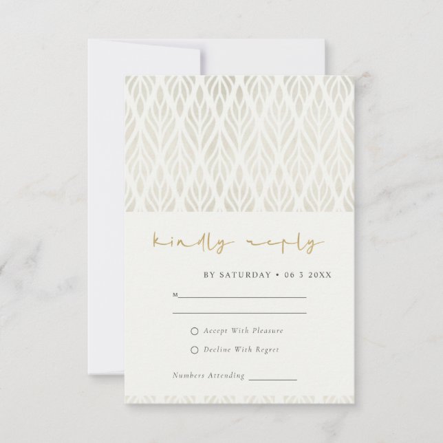 MODERN ART DECO WHITE SILVER WEDDING RSVP CARDS (Front)
