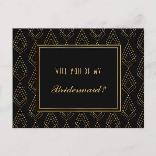 Modern art deco Will you be my bridesmaid card