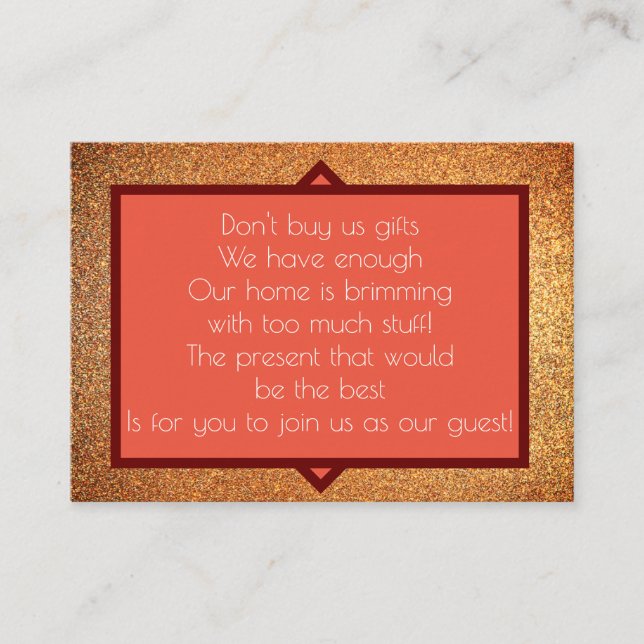 Modern Art Deco Wishing Well Glitter Wedding Enclosure Card (Front)