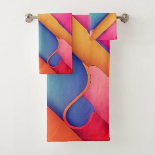 Modern Art Design Folds of Color Bath Towel Set