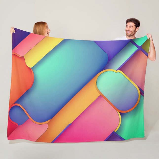 Modern Art Design Folds of Color Fleece Blanket (In Situ)