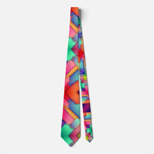 Modern Art Design Folds of Color Neck Tie (Front)