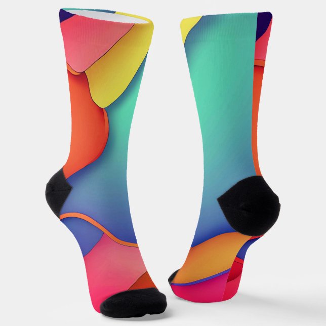 Modern Art Design Folds of Color Socks (Angled)