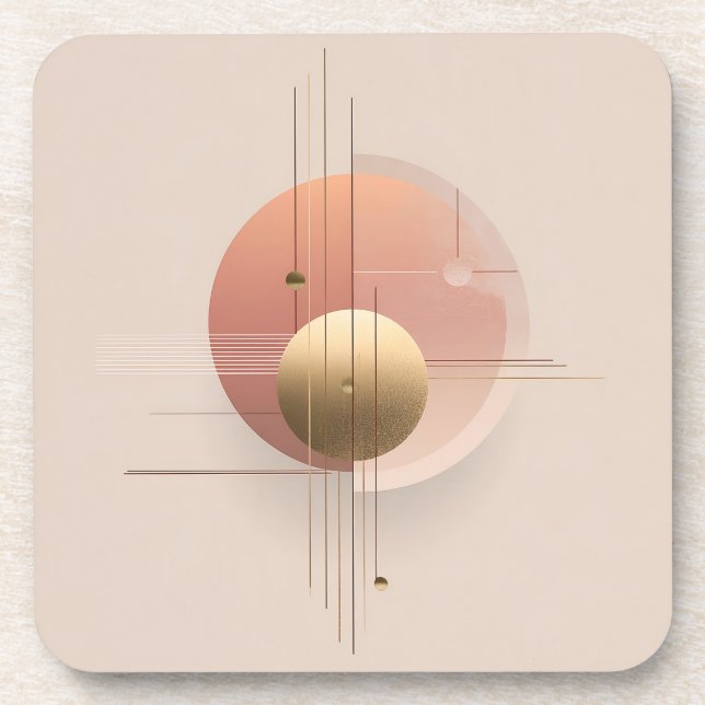 Modern art design with circles and lines planner, beverage coaster (Front)