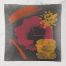 Modern art designed printed on fused glass tray