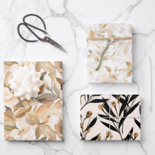 Modern Art Floral Wrapping Paper Sheets