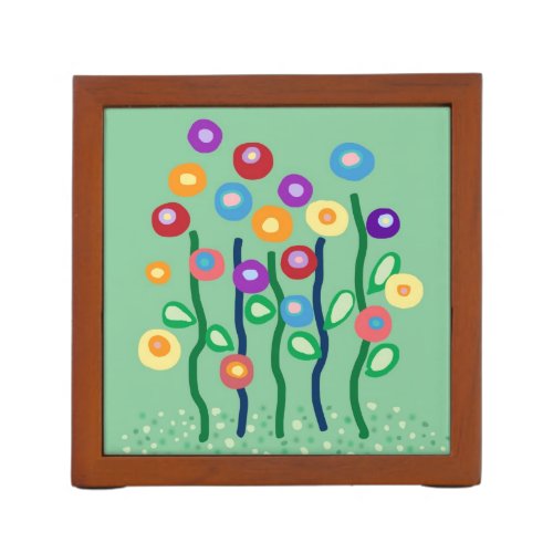 Modern art flowers in jewel bright colors PencilPen holder