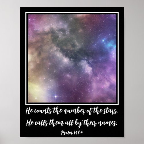 Modern Art Galaxy Sky Bible Verse  Poster