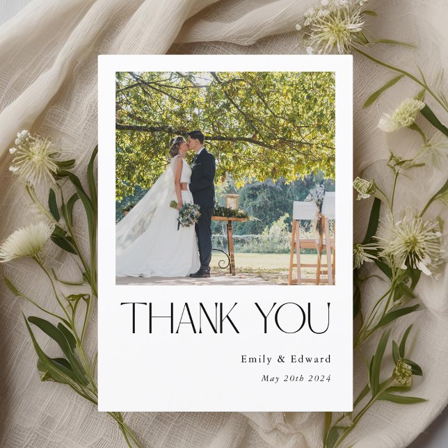 Modern Art Gallery Photo Wedding Thank You Card (Creator Uploaded)