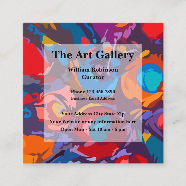 Modern Art Gallery Retail Store Square Business Card (Front)